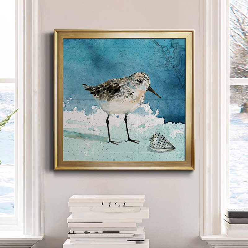 Bay Shore Sandpiper I - reproduction d'art sur toile, H 30,5 po x l 30,5 po x P 1,5 po, Or