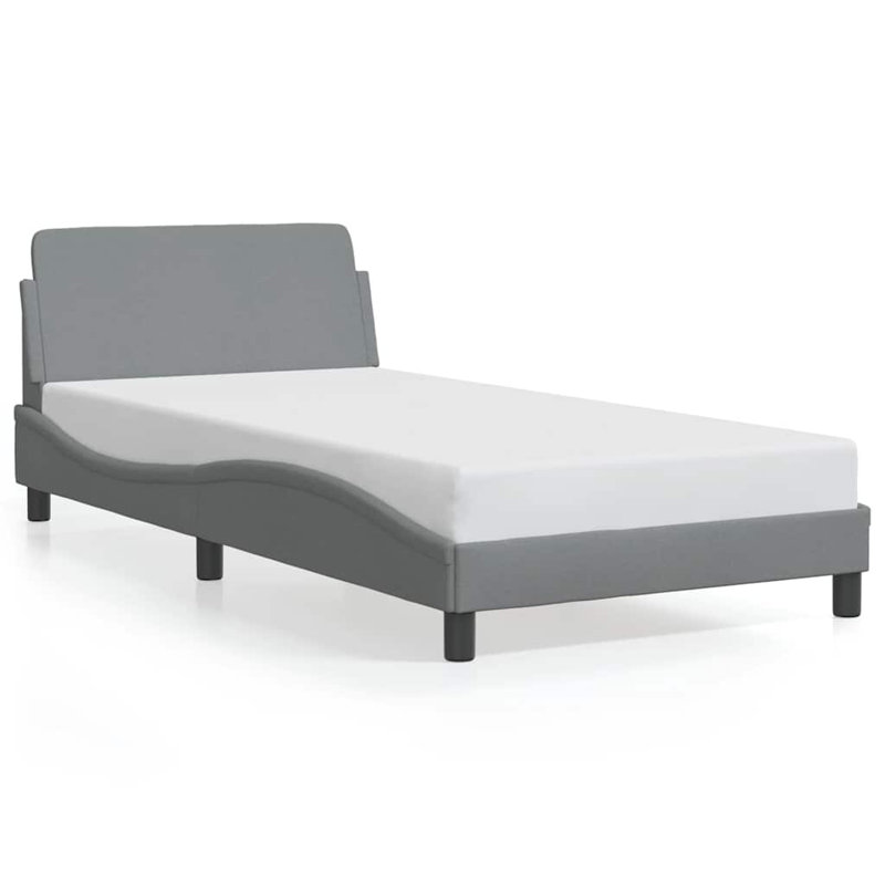 Structure de lit vidaXL gris clair tissu 100 x 190 cm, Gris, Simple