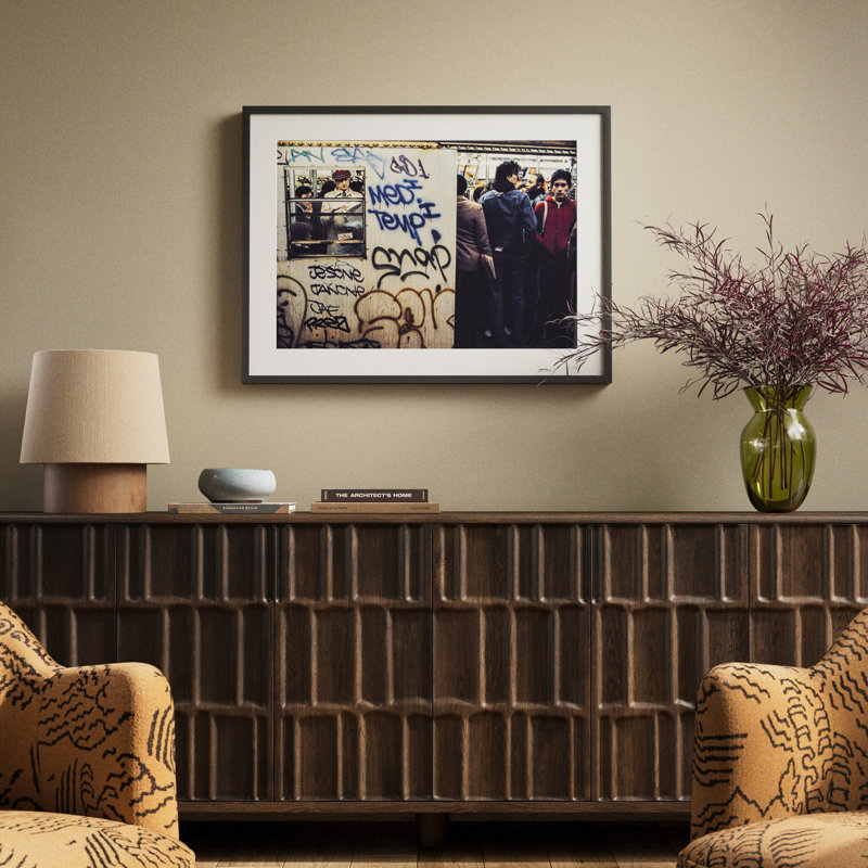 New York City Subway par Barbara Alper, W 32" x H 24", Black Maple