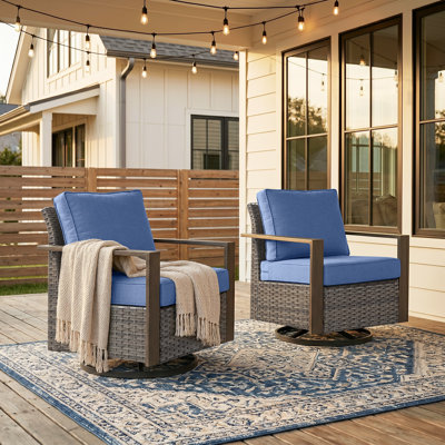 Jushawn Metal Swivel Glider Chair with Cushions