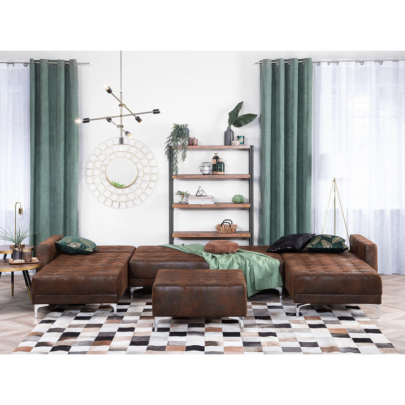 Finnegan 4 Seater Faux Leather Sofa Bed, Brown