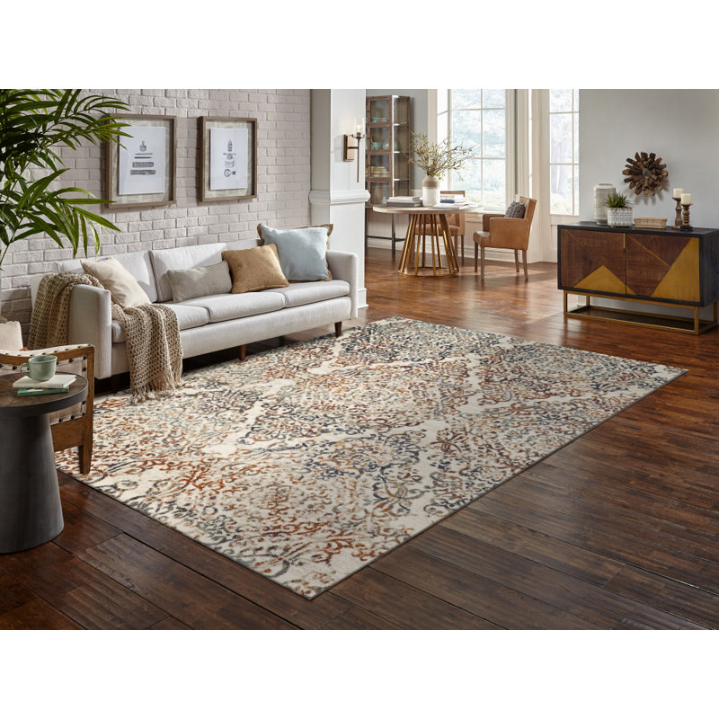 Tapis oriental ivoire Dhurrie 5 pi x 8 pi