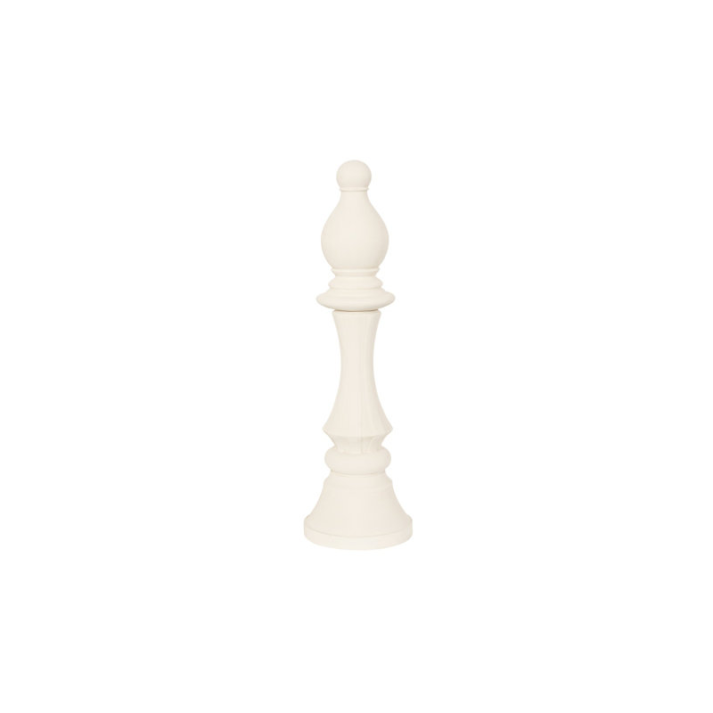 Small Cast Stone Bishop Chess Sculpture, Off White