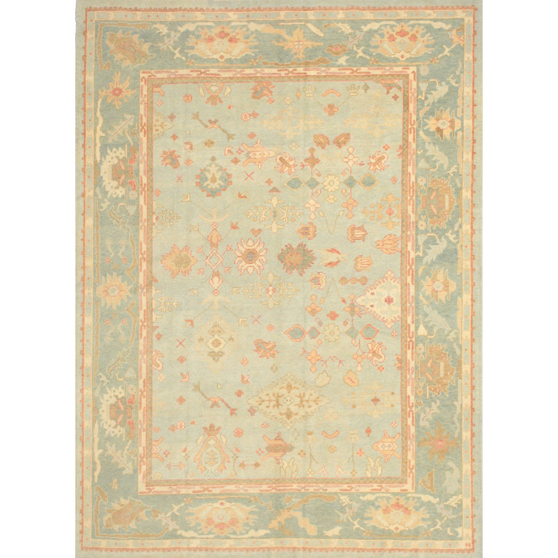 Tapis oriental vert / orange / gris, Rectangle 8 pi x 10 pi