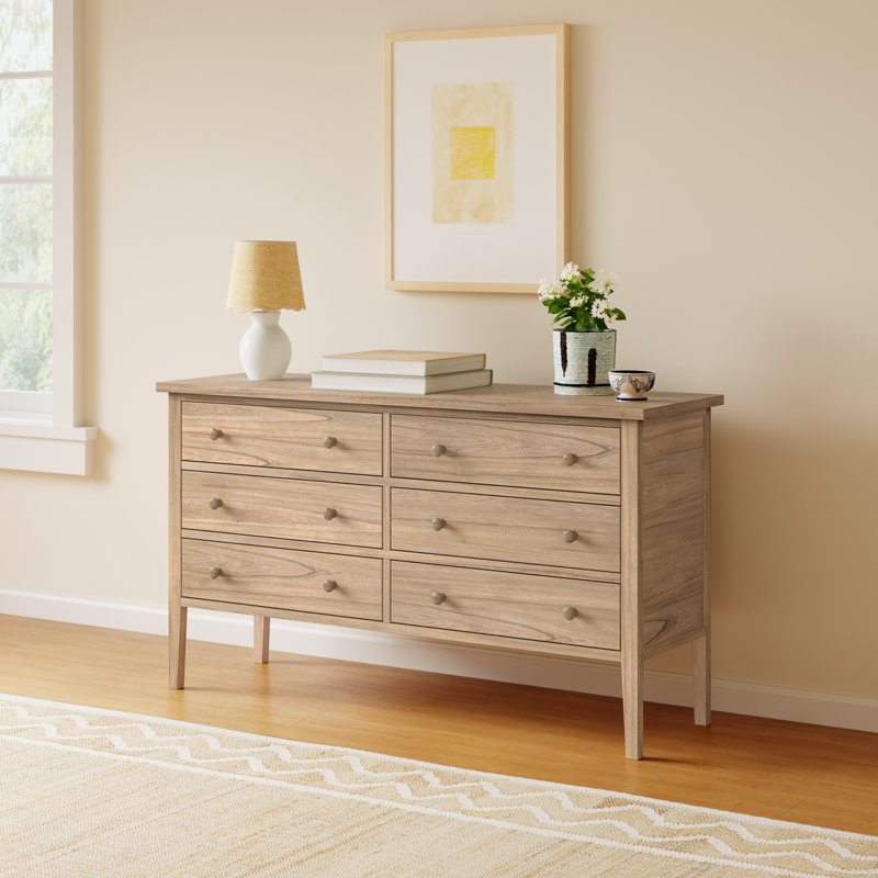 Bronwyn 60" W 6-Drawer Soft Close Double Dresser, Natural