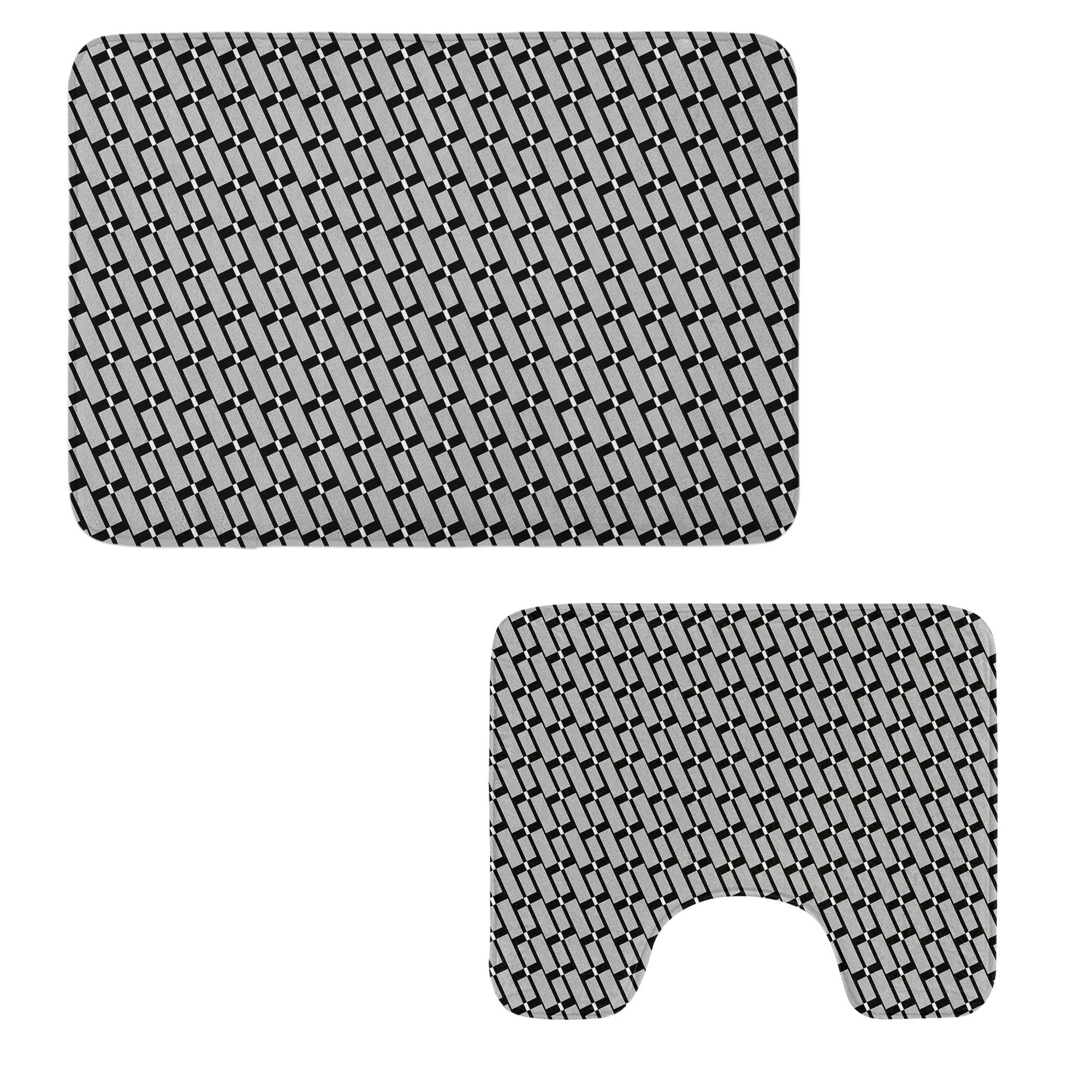 East Urban Home Black and Grey Bathroom Rug Set 2 Pieces Rectangle
