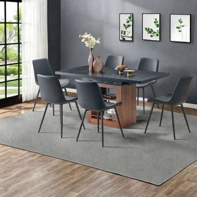 Ensembles de table de salle à manger extensible avec finition noyer, style moderne pour la maison