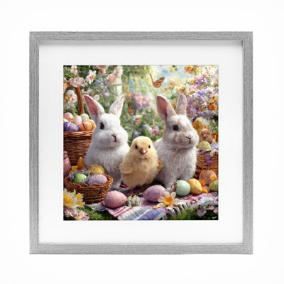 Easter Animals & Eggs Framed Print Under Glass, design by The Wands Want
