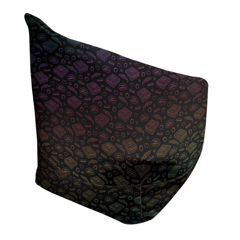 Sac de pois Kitterman, H 38 po x L 42 po x P 29 po, Housse de pouf, Noir foncé/mauve/orange
