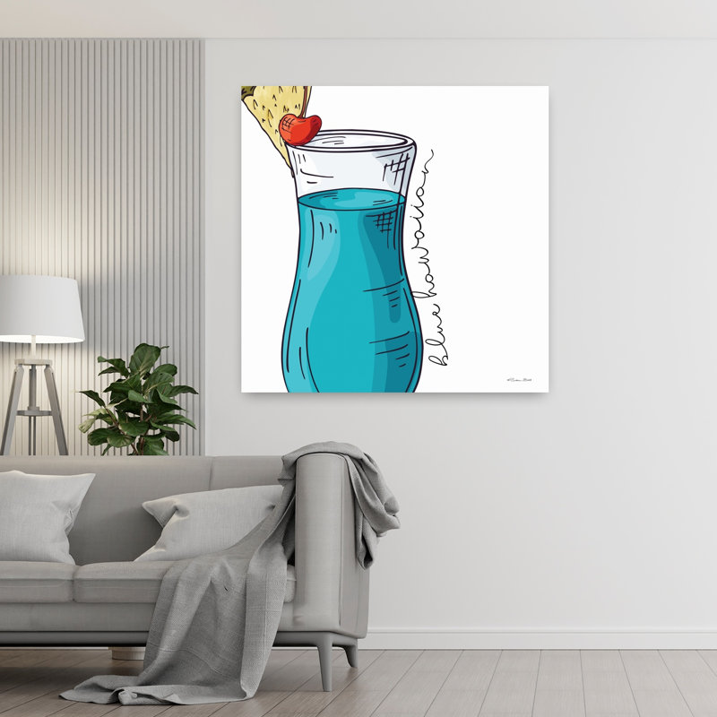 Art contemporain bleu hawaïen, H 48 po x l 48 po
