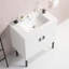 Meuble-lavabo de salle de bain avec pied en métal, lavabo en céramique et 2 portes à fermeture en douceur-106757409
