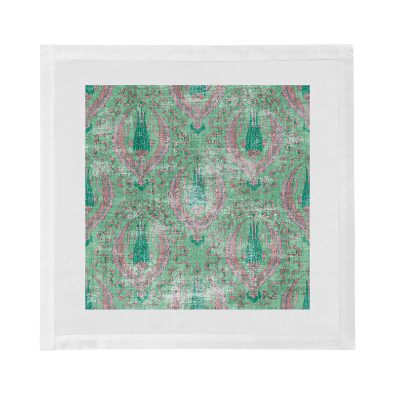 Byzantine Jewel Hemstitch 22" Linen/Cotton Napkin, Green
