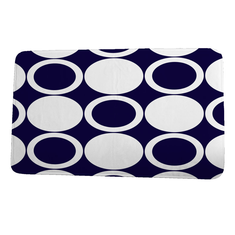 Leis Non-Slip Bath Mat, 17" W x 24" L, Navy Blue