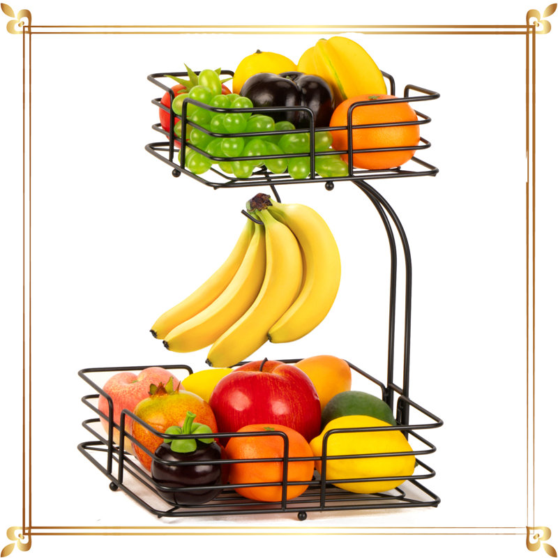 Prep & Savour Anddy Metal Fruit Bowl, Black