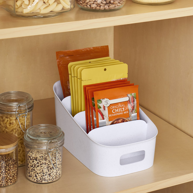 White BPA-Free 4-Tier Kitchen Packet Organizer Bin