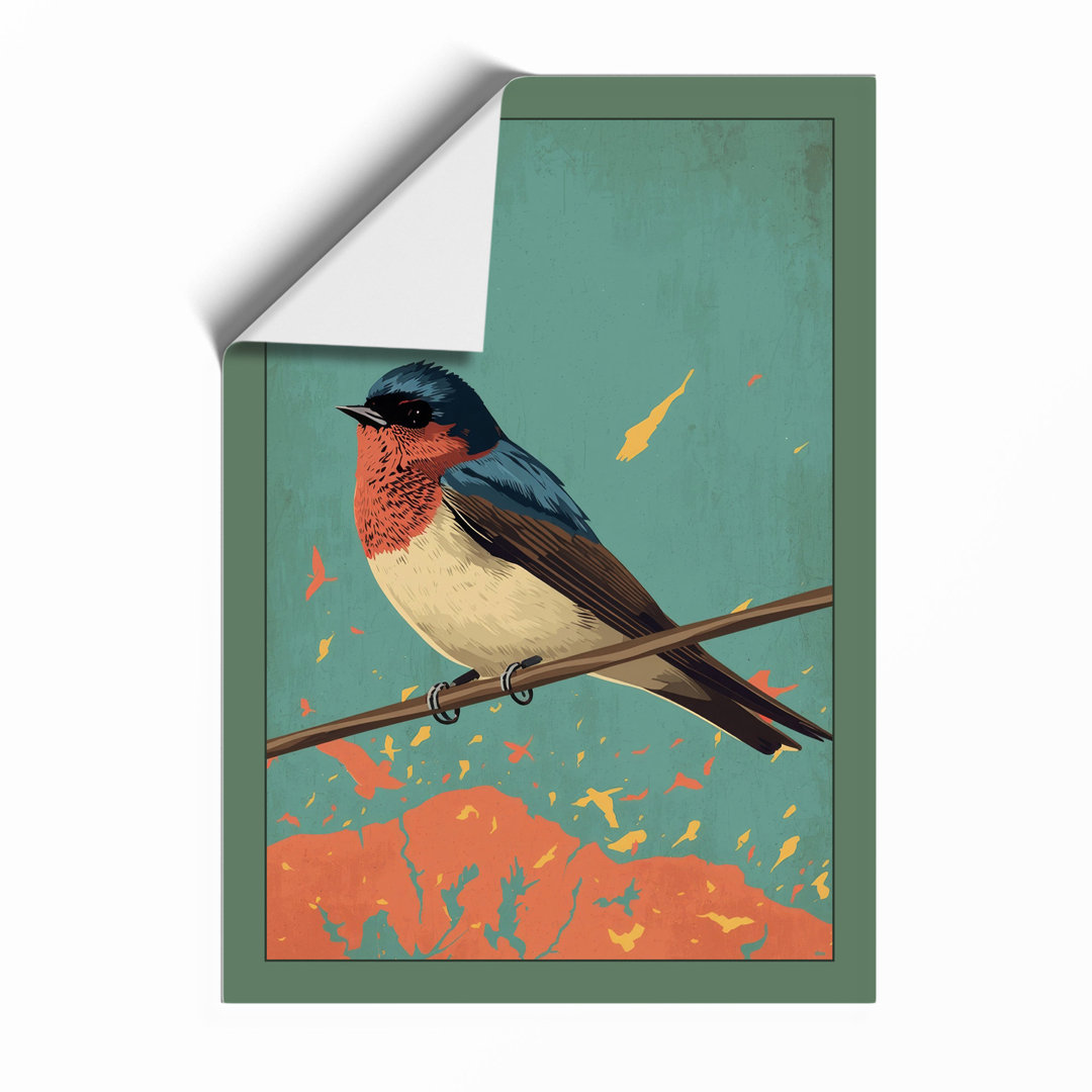 Perched Songbird Modern - Framed Print