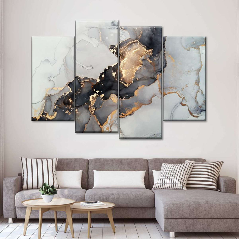 «Black and Gold Splash», reproduction d'art sur toile, H 22 po x l 36 po x P 1 po