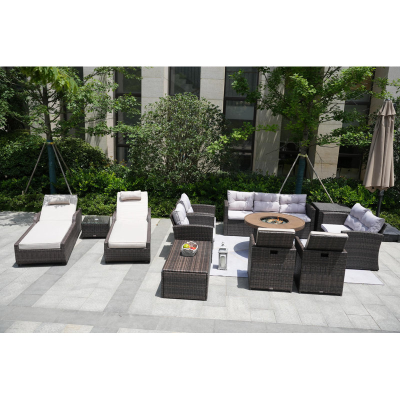 Areefa 11 - Person Patio Conversation Set with Cushions, Brown