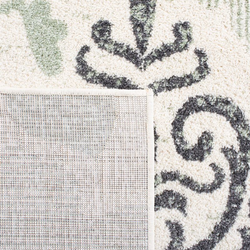 Tapis ivoire / vert / noir Agathla, Rond 6 pi 7 po