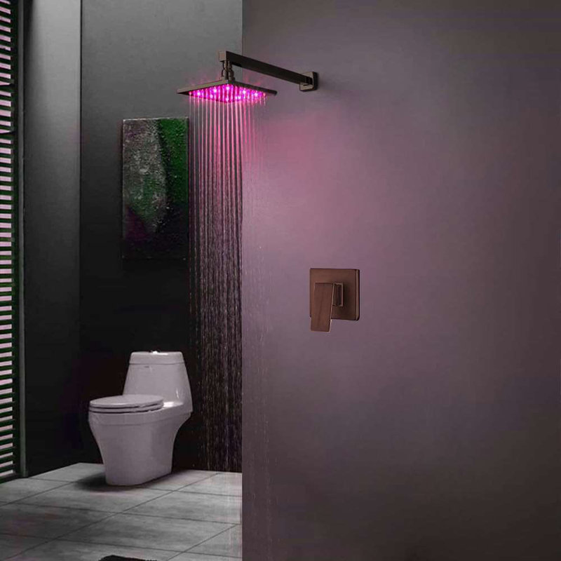 Rivera Oil Rubbed Bronze LED Rain Shower with Wall Jets and Mixer Valve, 2" H x 16" W, Dark Oil Rubbed Bronze