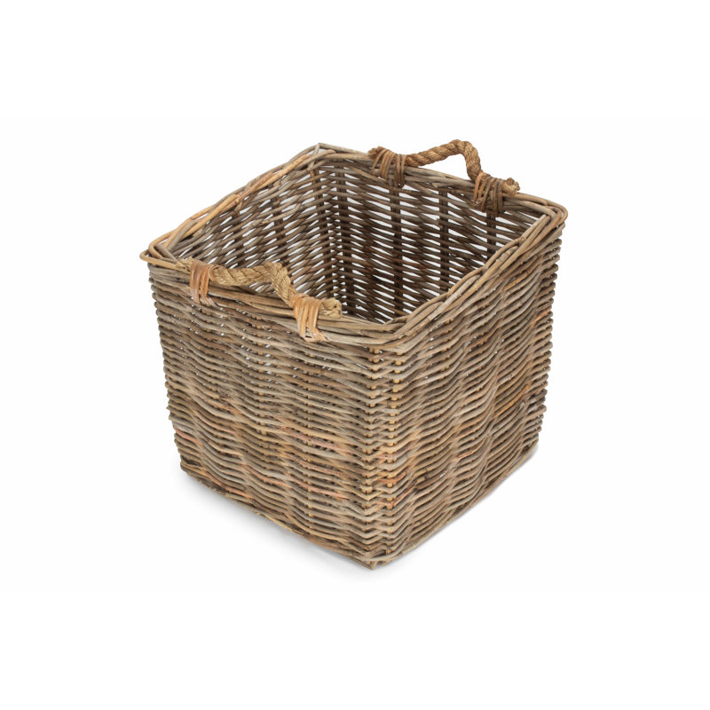 Angie Rattan Log Carrier Basket, 40cm x 43cm W x 43cm D