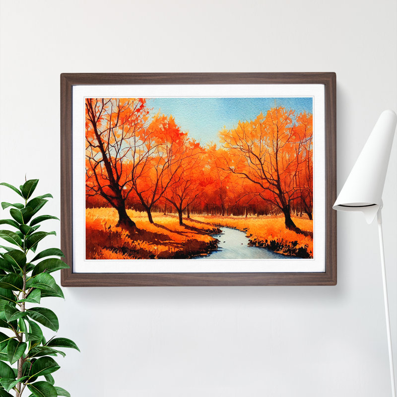 Spirited Autumn Forest 1 Piece Single Picture Frame Painting, 34cm H x 46cm W x 2cm D, Walnut Framed