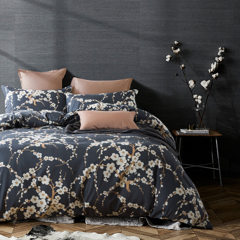 Floral Eclectic Sateen Floral Duvet Cover, Queen