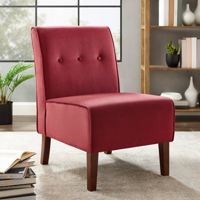 Berniya Upholstered Button Tufted Slipper Chair with Wooden Legs