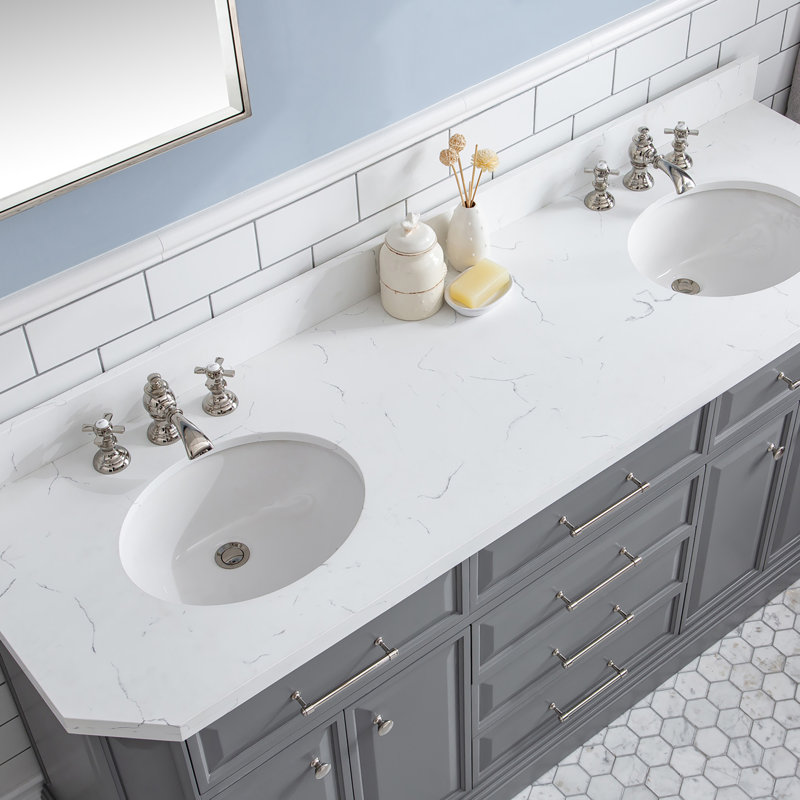 Palace 72'' W Double Vanity, Cashmere Gray, Polished Nickel