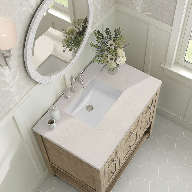 Breckenridge 36'' W Single Vanity, Whitewashed Oak, Siberian, 8" Widespread