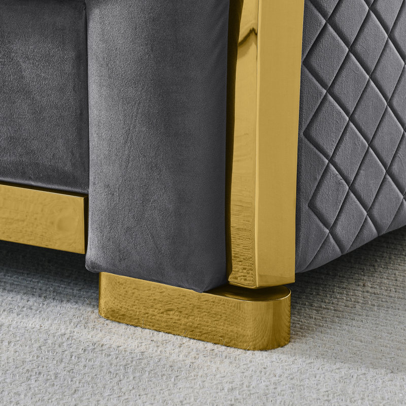 Ensemble de canapés Chesterfield Modern Sofavelvet Luxury, Gris