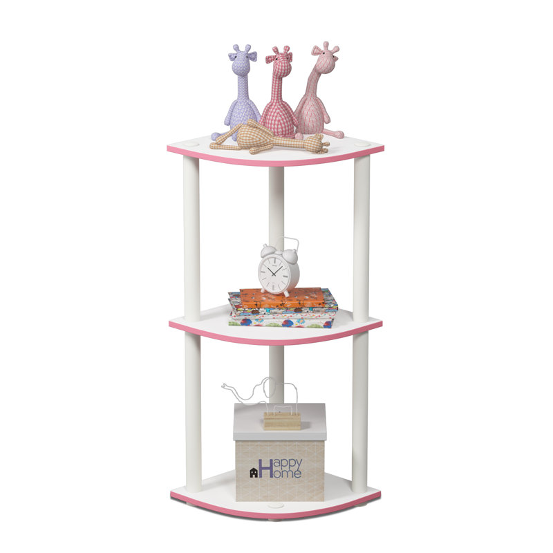 75.2cm H x 29.5cm W Corner Bookcase, Light Pink/White