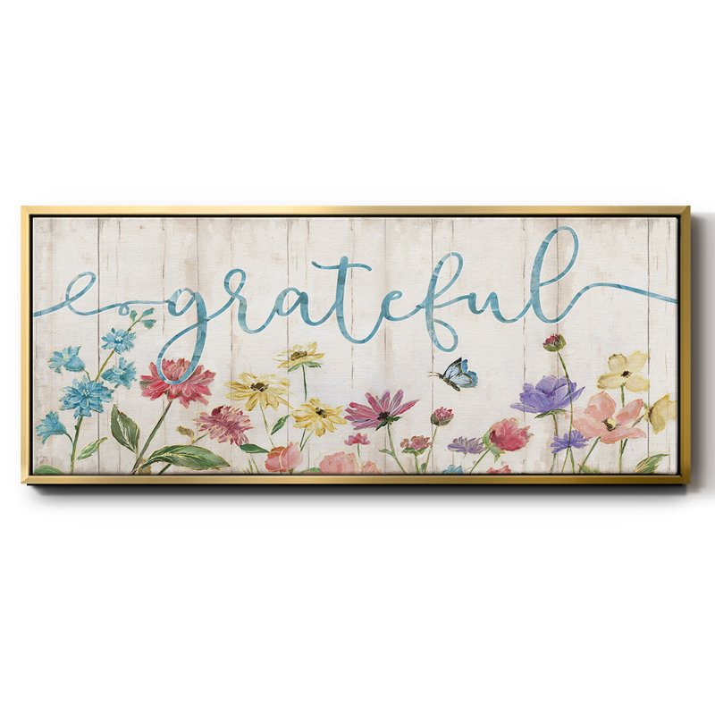 Grateful Wildflowers- Framed Canvas, 8" H x 20" W