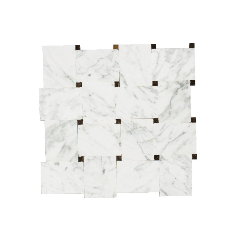 Carrera Marble Pinwheel Mosaic Wall & Floor Tile, White