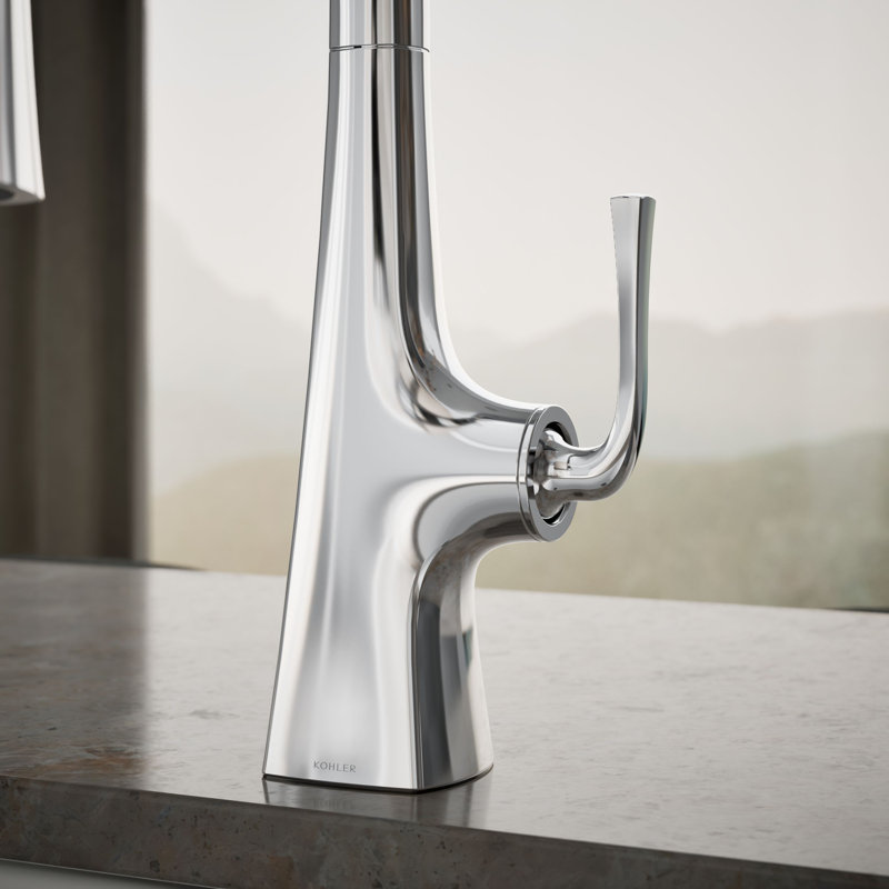 Graze Pull-Down Kitchen Sink Faucet with Three-Function Sprayhead, Polished Chrome