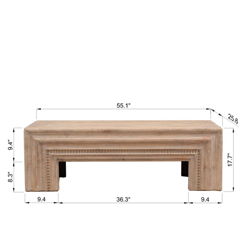 Solid Wood Coffee Table, 17.72" H x 55.12" L x 25.59" W
