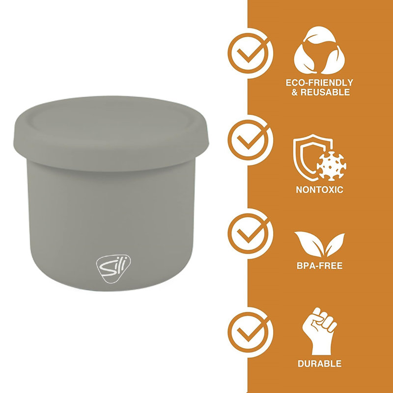 Silipint: Bols à couvercle en silicone de 10 oz: Paquet de 2 pierres de lune incassables, flexibles, four à micro-ondes, lave-vaisselle, antidérapant