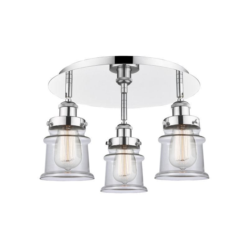 Alvi Glass Flush Mount, Clear, Polished Chrome