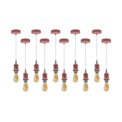 Abdulameer  10x Industrial Lampshade Addable  E27 Pendant Light Holder Set – Williston Forge Adjustable Ceiling Fittings with 95cm Cable for Home or Commercial Use