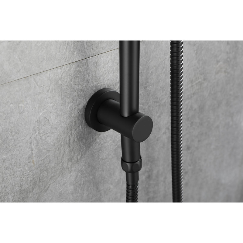 Douche à main noir mat avec boyau de 59 pouces, barre coulissante de 28 pouces et barre de boyau d'arrosage réglable en hauteur