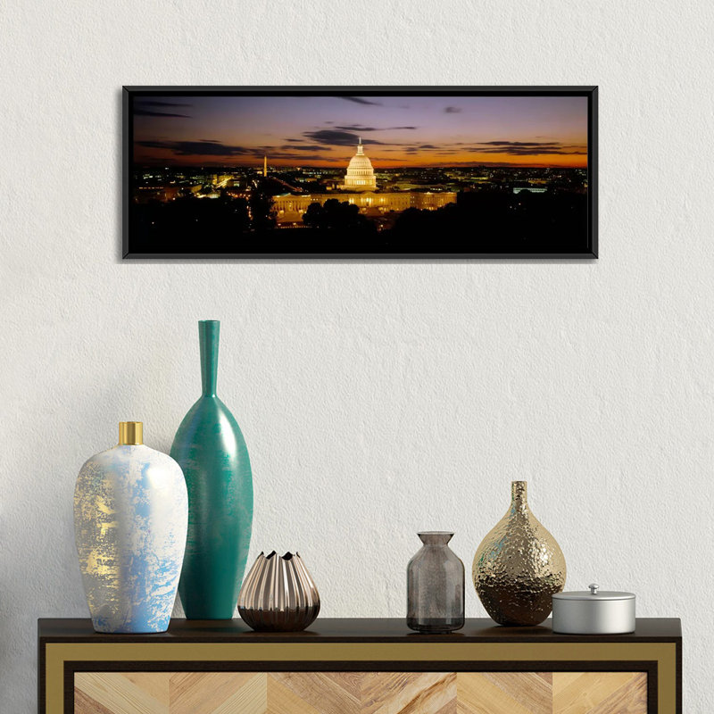 Modern & Contemporary, 12" H x 36" W x 1.5" D, Black Framed