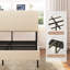 Lit plateforme très grand beige avec station de charge sans effort et sans tracas - assemblage tête de lit avec rangement à 2 ports, sans sommier requis