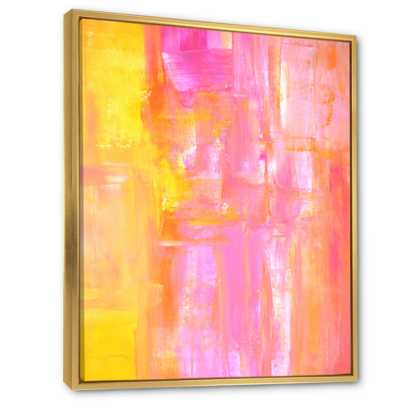 «Yellow and Pink Merging Abstract II», reproduction d'art moderne et contemporaine sur toile, H 36 po x l 24 po x P 1 po