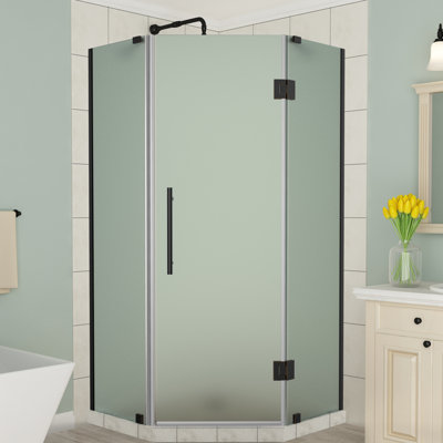 Cabine de douche à charnière sans cadre 34 po x 72 po néo-angle Merrick
