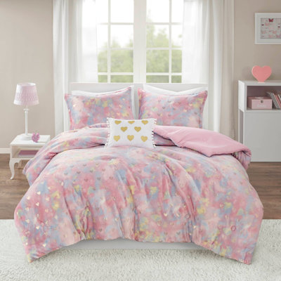 Ensemble d'édredon à imprimé métallique avec coussin décoratif double / grand