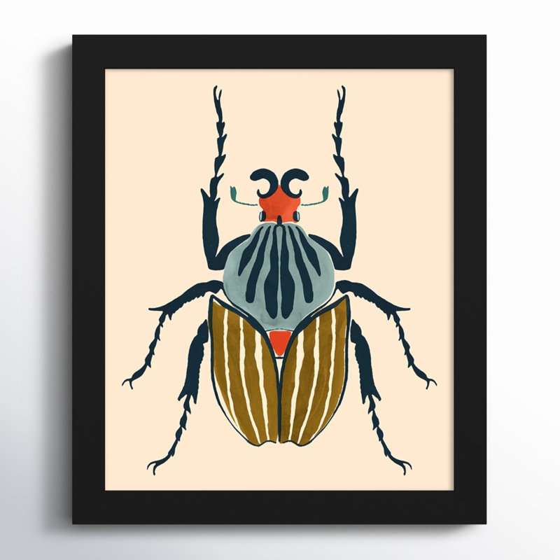 Beetle Bug I By Farwell Wood Framed Wall Art Print, Black, 13" H x 11" W x 1" D