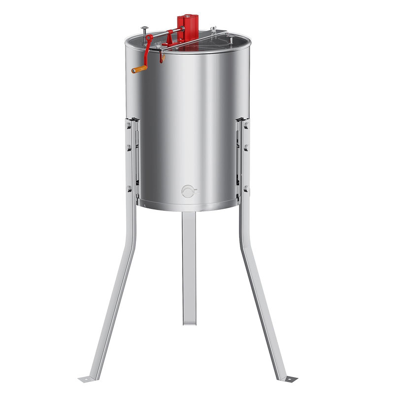 Centrifugeuse manuelle en acier inoxydable avec extracteur de miel - Support à hauteur réglable, couvercle transparent, convient aux cadres profonds / moyens / peu profonds - Équipement de rucher apicole - Avec poignées | Modèle manuel: 4 à 8 cadres