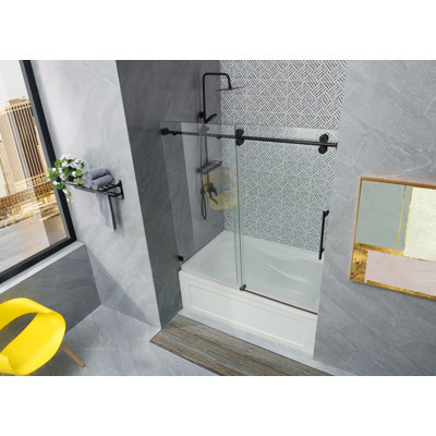 56-60 W x 62 H Frameless Single Sliding Tub Door