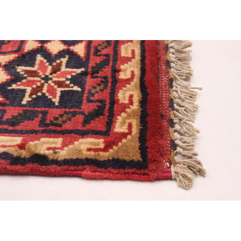 Kargahi One-of-a-Kind Runner: 2'10" X 9'10" New Age Runner Wool Area Rug in Red