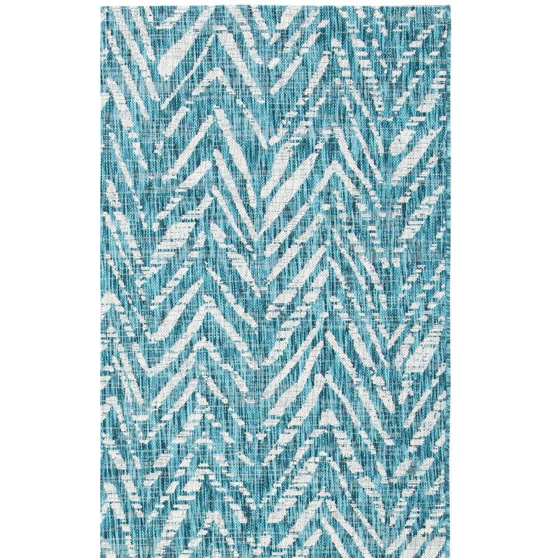 Adamski Chevron Blue/Gray Indoor/Outdoor Area Rug, Rectangle 2'3" x 5'